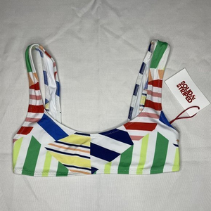 NWT Solid &‎ Striped Broken Stripes Multi Bikini Top Size XS $88 MSRP